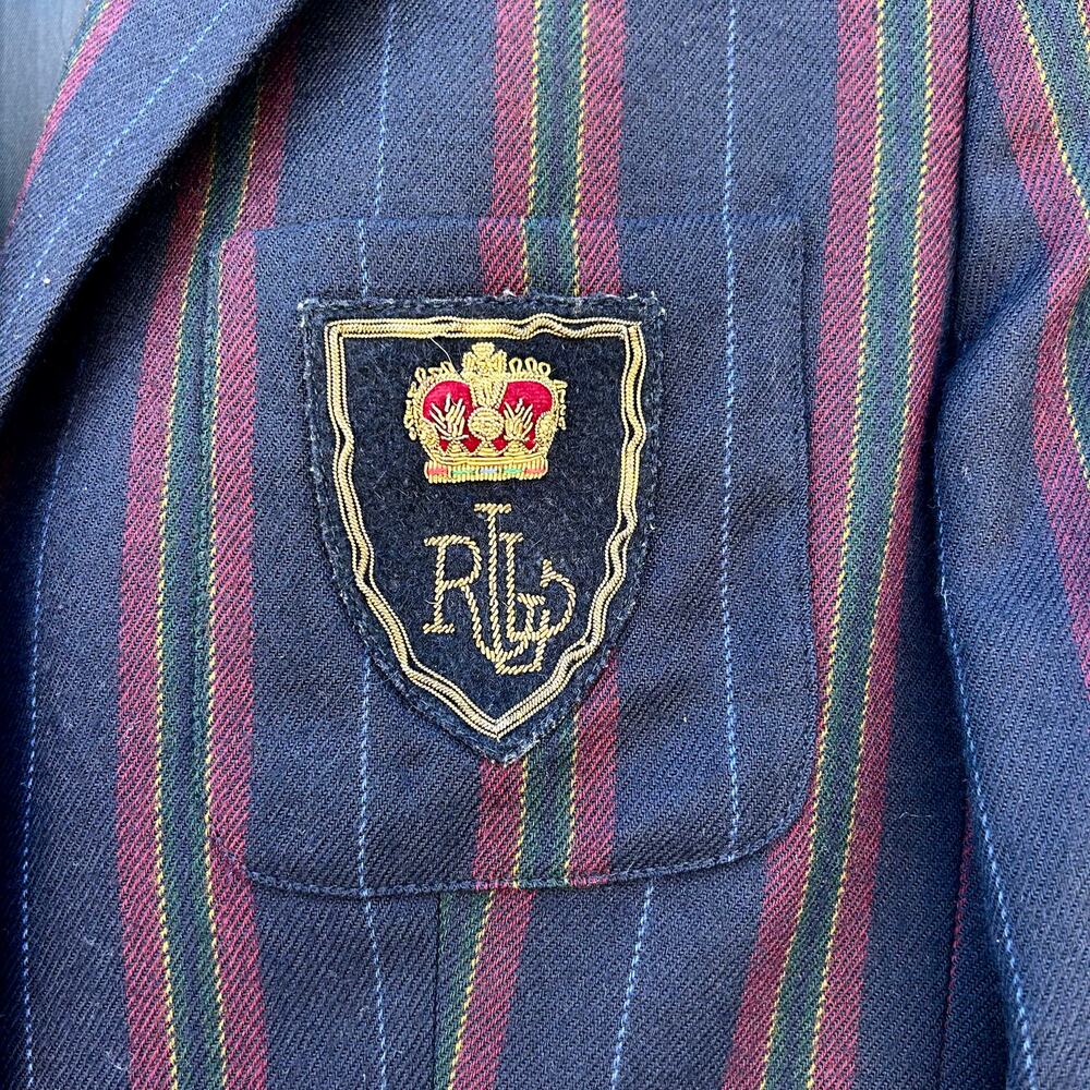 Vintage Ralph Lauren Crest Tailored Blazer Wool Preppy Grandpa Size 6 Menswear - Picture 5 of 13